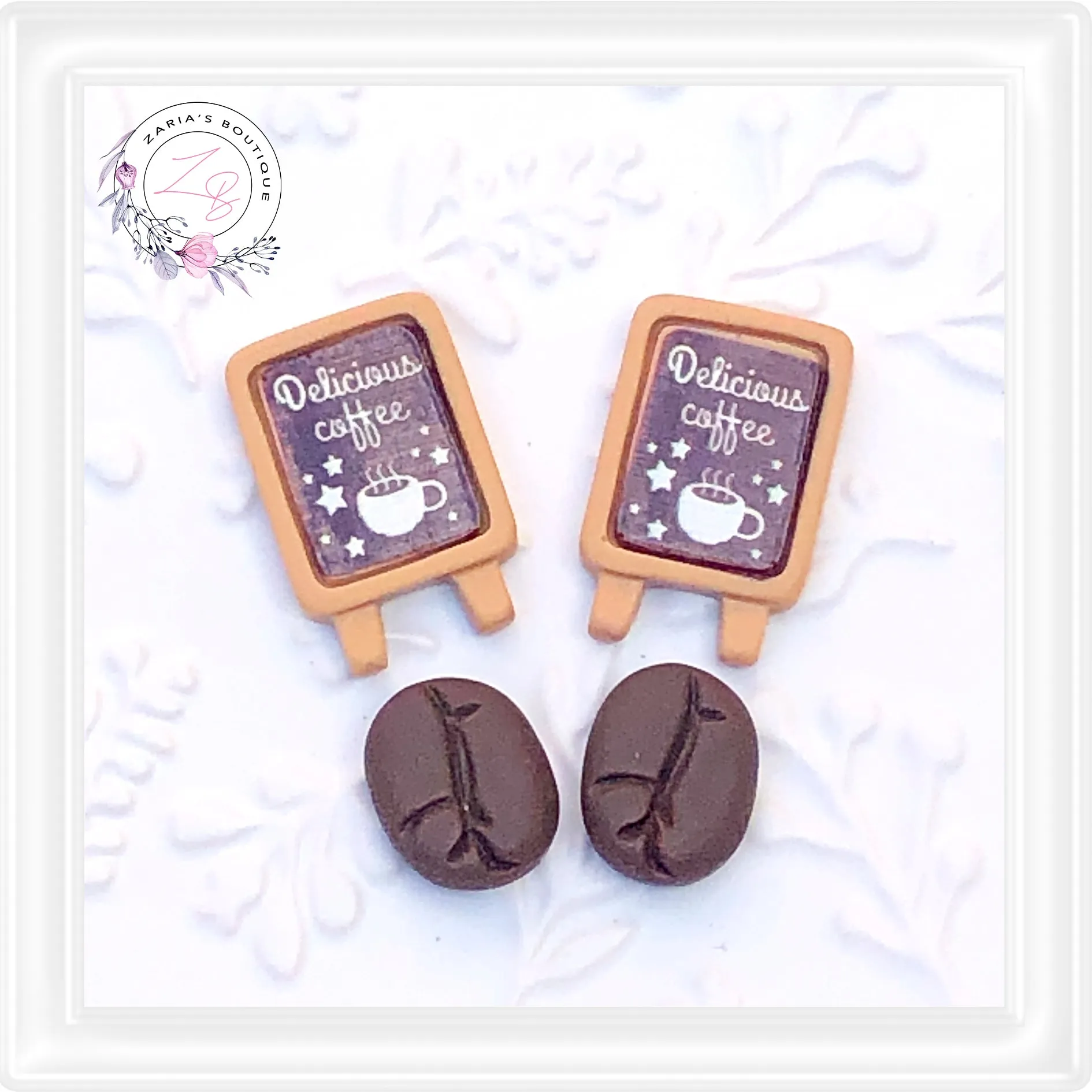 ⋅ Coffee Flatback Resin Embellishments ⋅ 2 Styles ⋅