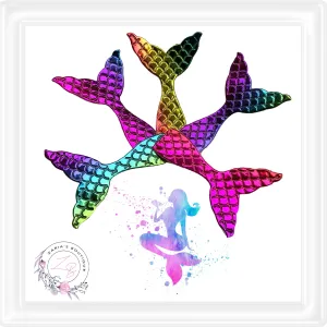 •  Mermaid Tails • Embossed Leather • Bow & Tiara Embellishments • Pack of 5 •