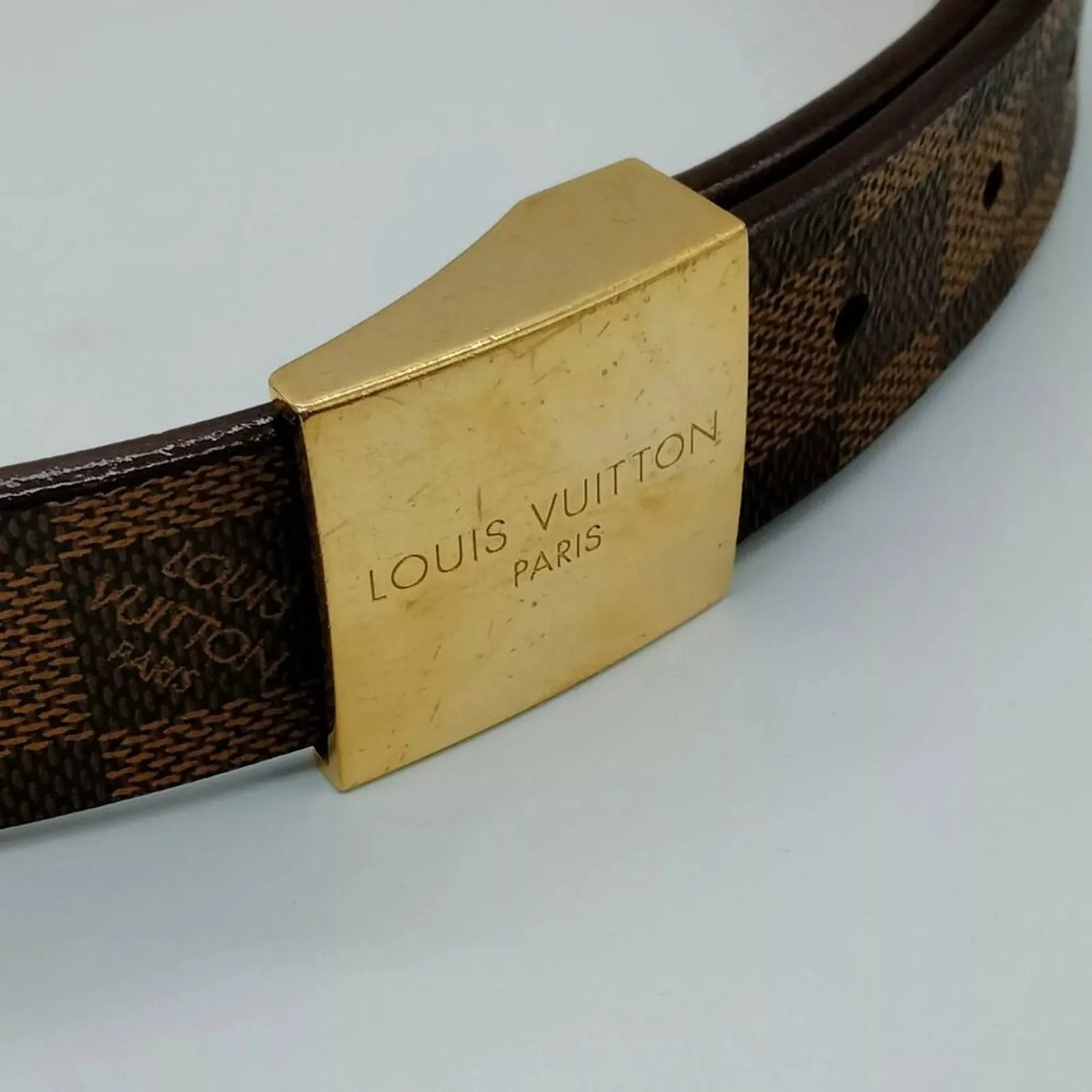 100% Authentic Louis Vuitton Belt Browns Damier Ebene