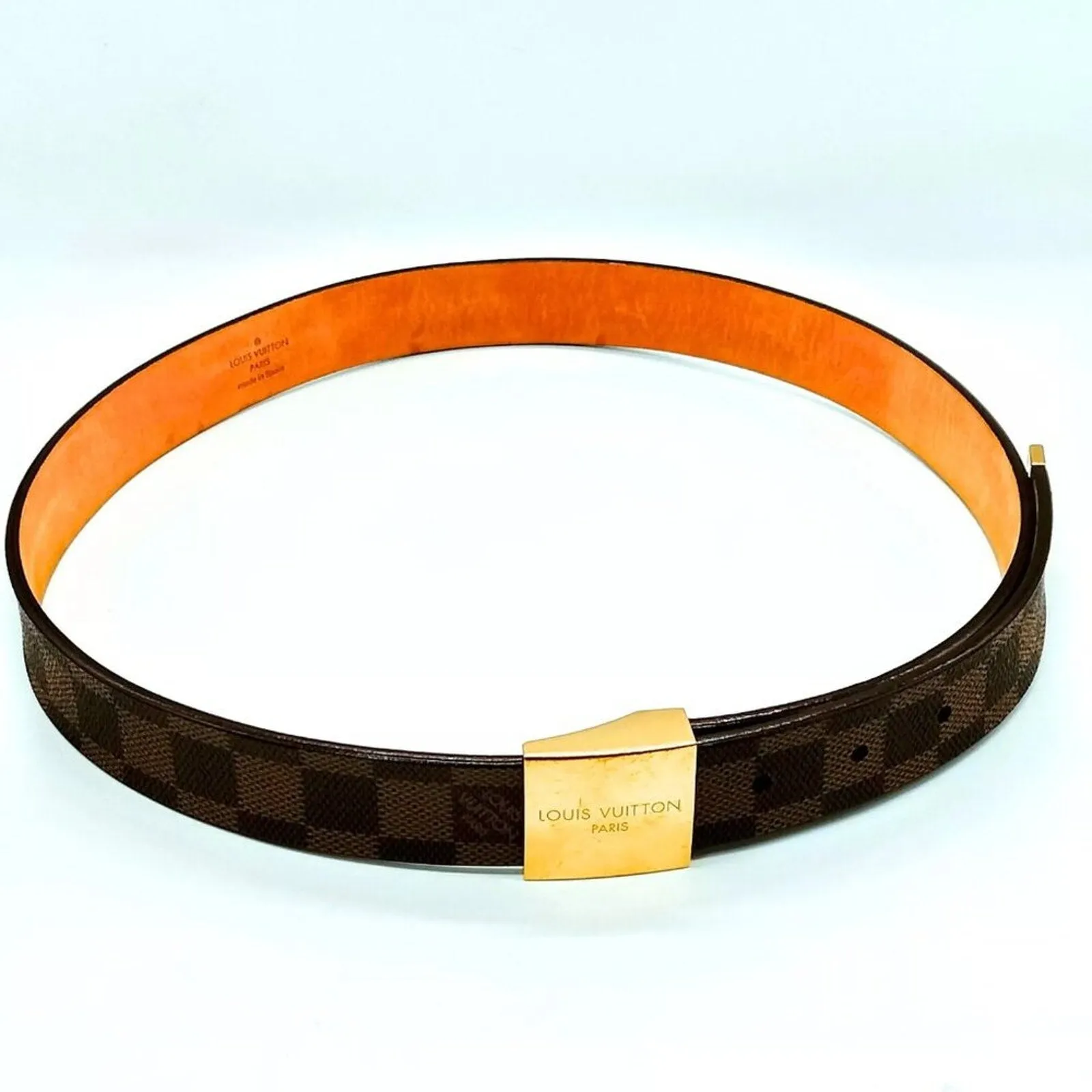 100% Authentic Louis Vuitton Belt Browns Damier Ebene