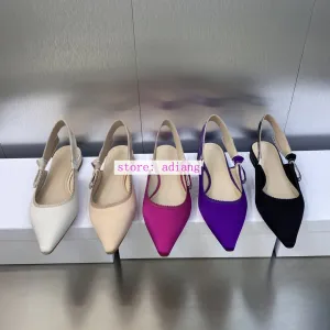 100% silk flats&6.5cm&9.5cm stiletto pump slingback sandals bow women 2023 35-44