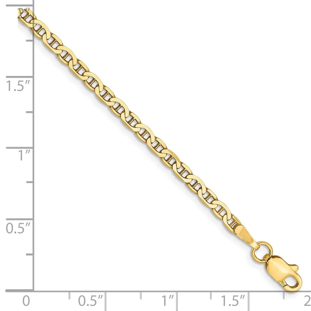 10K 2.4mm Flat Anchor Chain Anklet