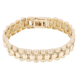 10k Yellow Gold Watch Link Chain Bracelet Adjustable 7.5" - 8" 14.8mm 33.6 grams