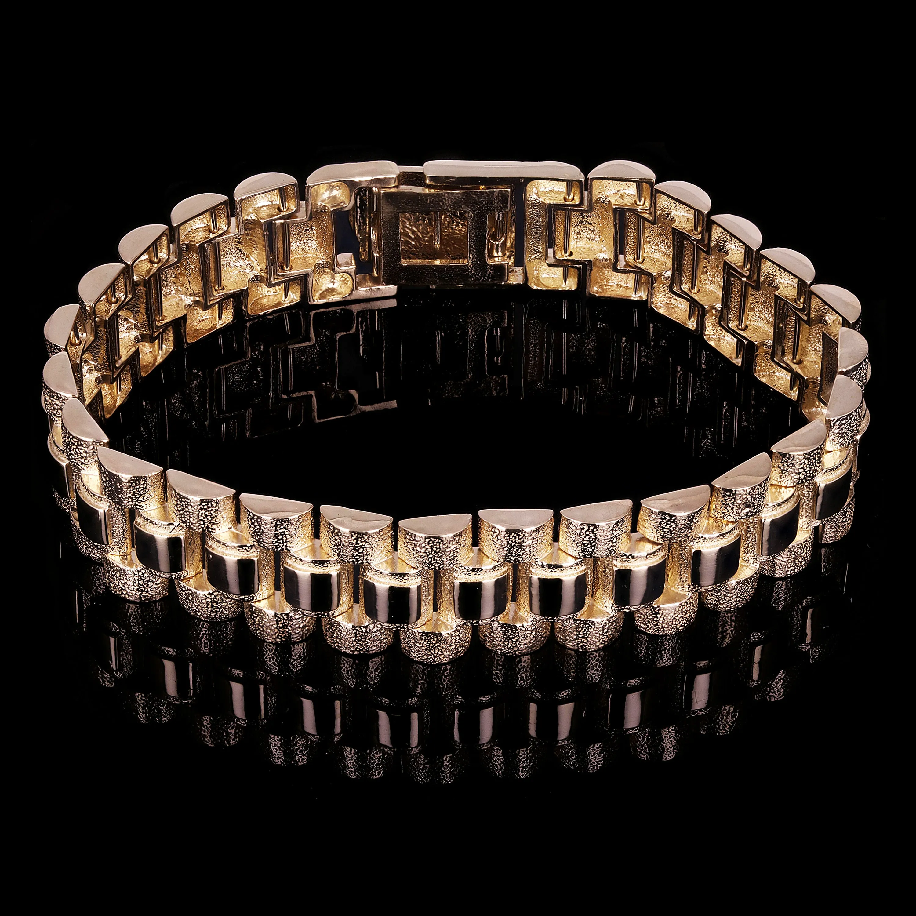10k Yellow Gold Watch Link Chain Bracelet Adjustable 8-8.5" 14.8mm 35.8 grams