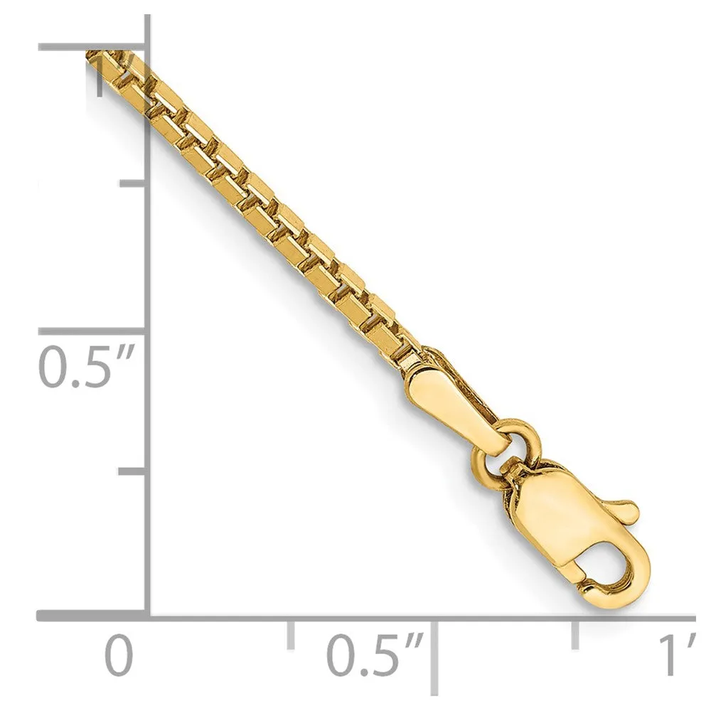 14K 9 inch 1.5mm Box with Lobster Clasp Anklet