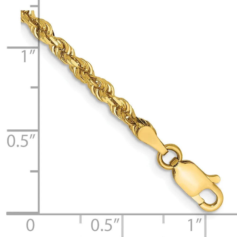 14K 9 Inch 3mm Diamond-cut Quadruple Rope Lobster Clasp Chain