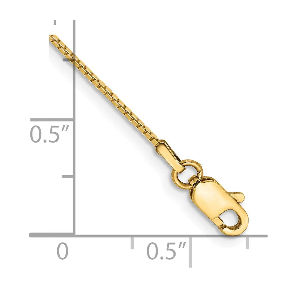 14K 9 inch .9mm Box with Lobster Clasp Anklet