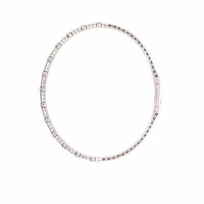 14K Diamond Flexible Bangle White Gold