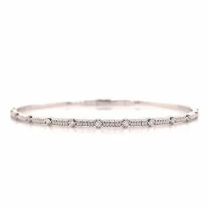 14K Diamond Flexible Bangle White Gold