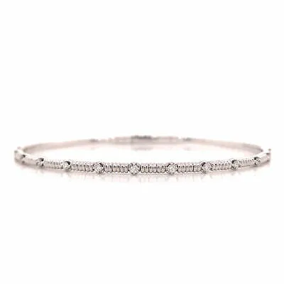 14K Diamond Flexible Bangle White Gold