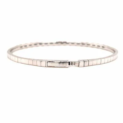 14K Emerald Diamond Flexible Bangle Bracelet White Gold