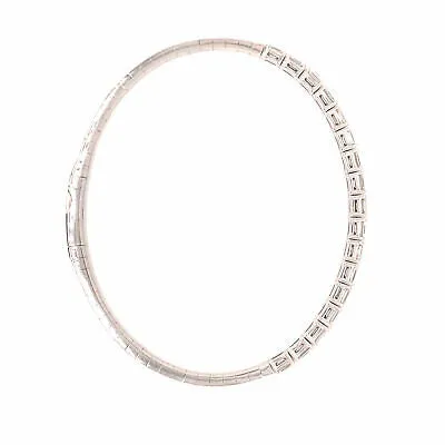 14K Emerald Diamond Flexible Bangle Bracelet White Gold