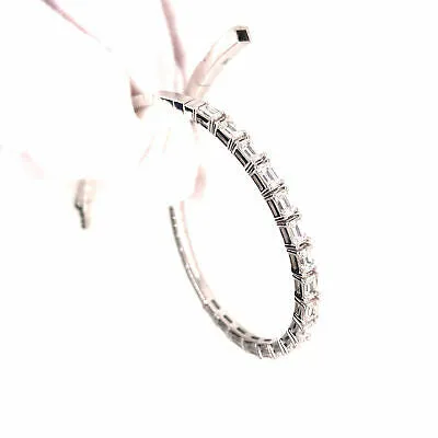 14K Emerald Diamond Flexible Bangle Bracelet White Gold
