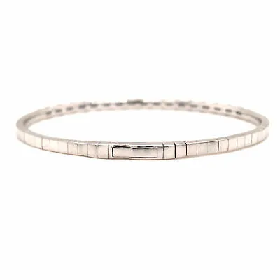 14K Emerald Diamond Flexible Bangle Bracelet White Gold