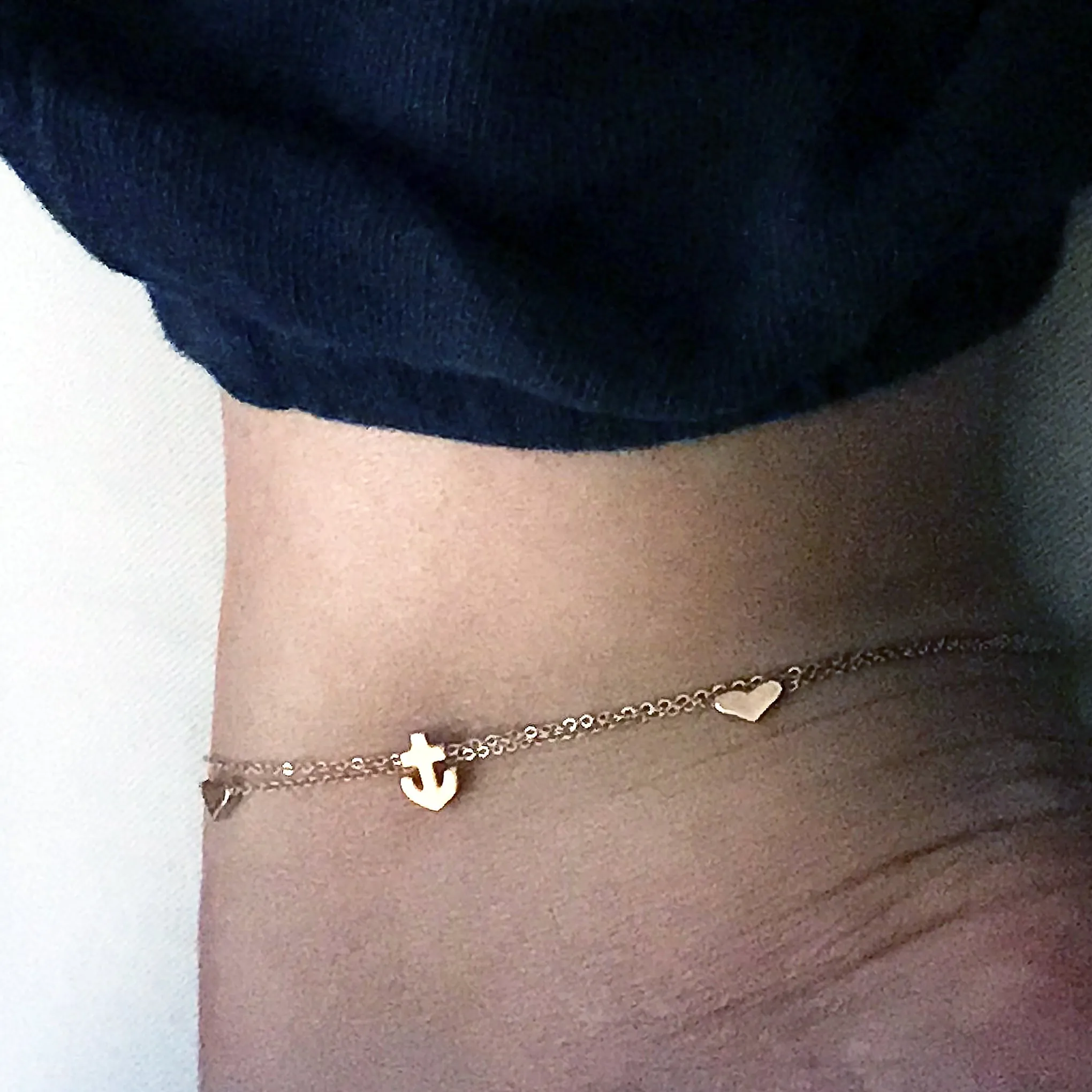 14K Gold Anchor Charm Ankle Bracelet (Anklet)