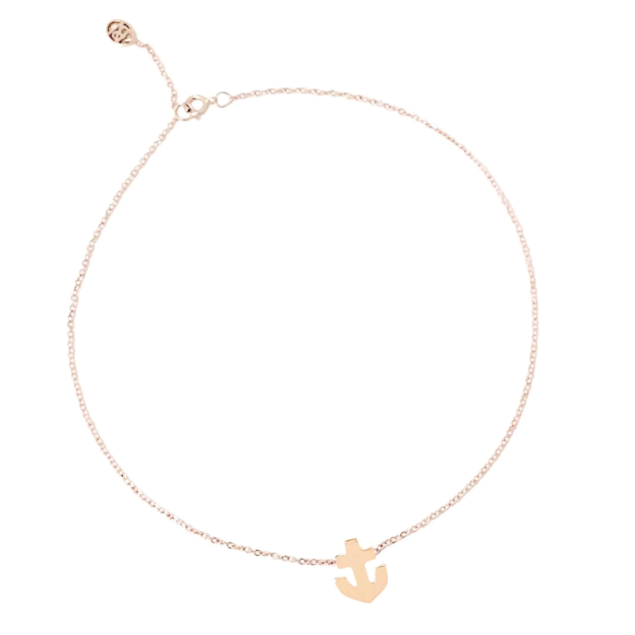 14K Gold Anchor Charm Ankle Bracelet (Anklet)