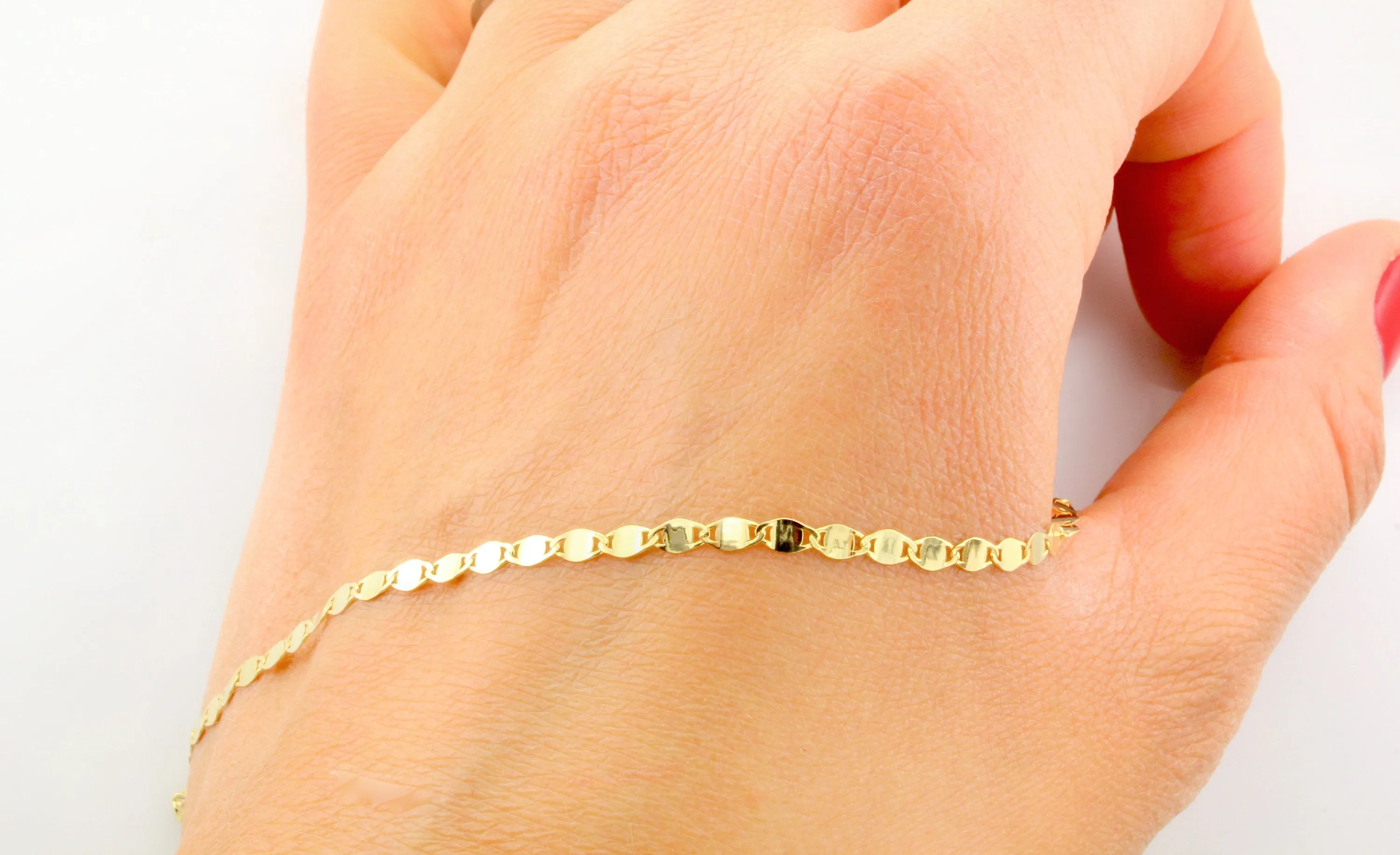 14K Gold Mirrored Sparkle Chain Anklet