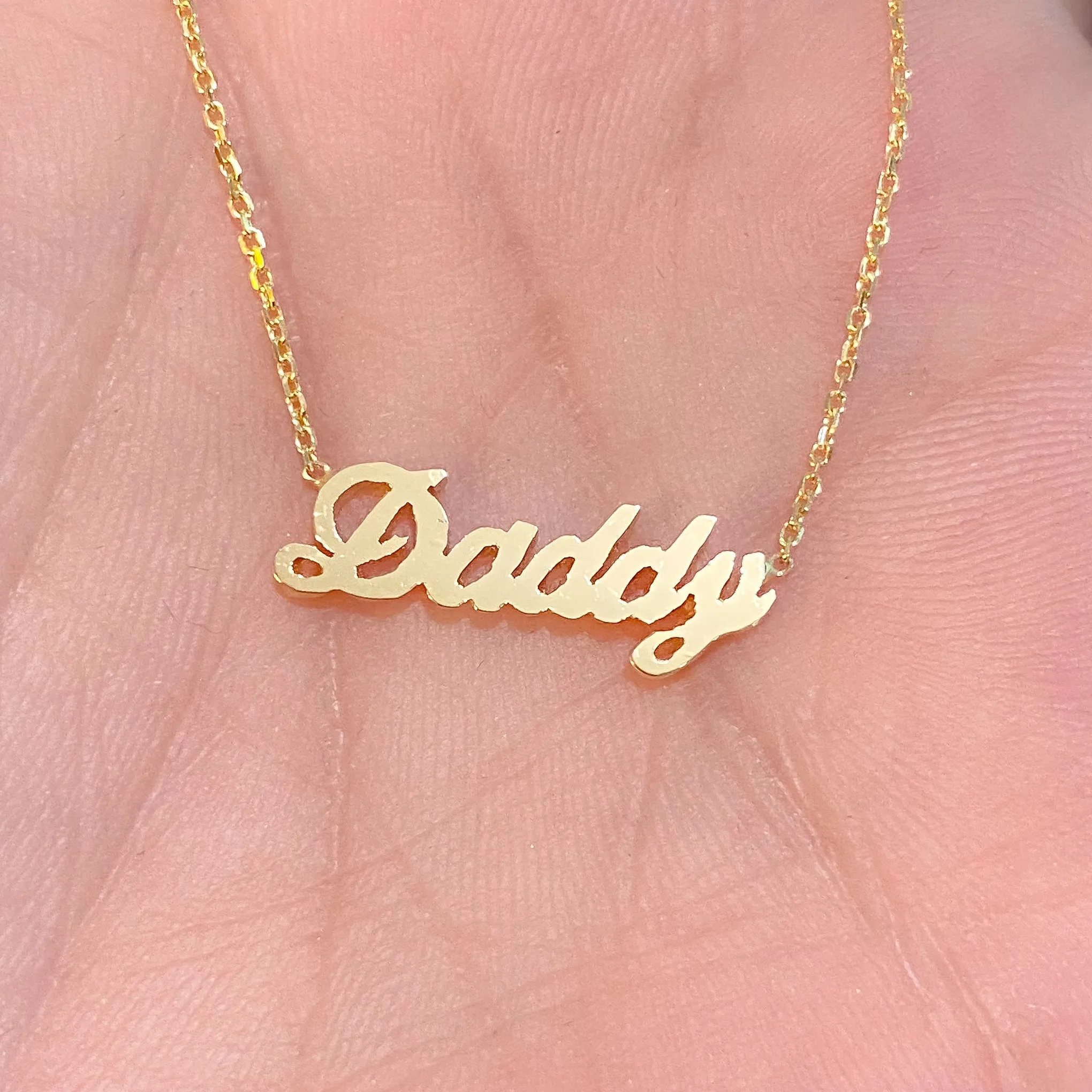 14K Gold Nameplate Charm Ankle Bracelet (Anklet) ~ Script Font