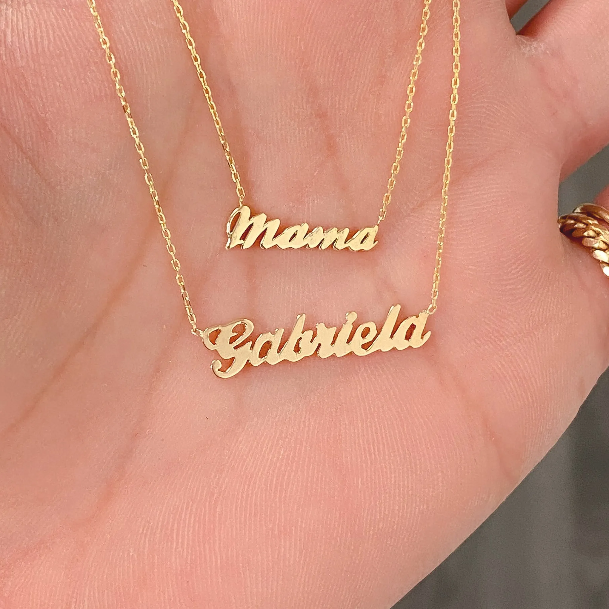 14K Gold Nameplate Charm Ankle Bracelet (Anklet) ~ Script Font