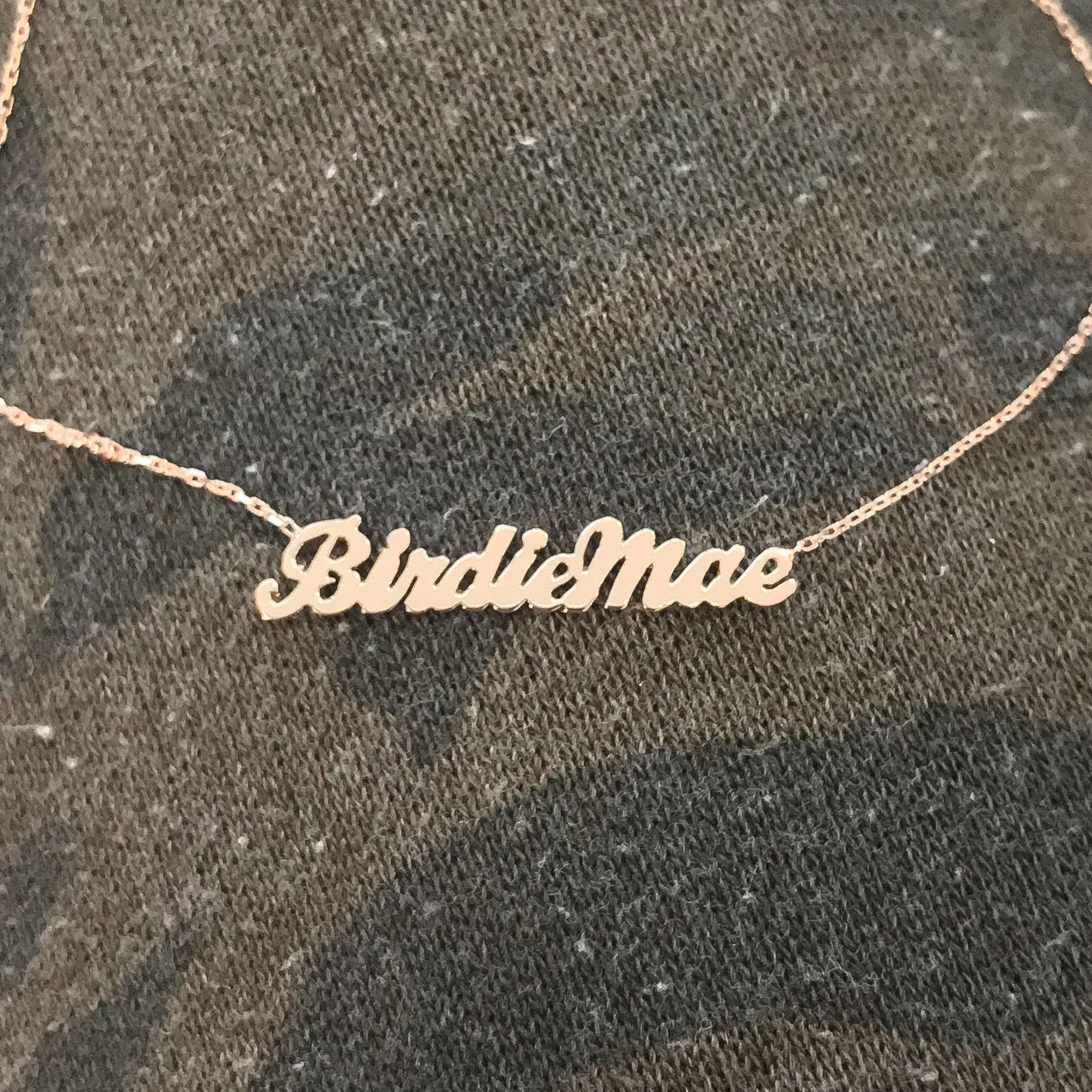 14K Gold Nameplate Charm Ankle Bracelet (Anklet) ~ Script Font