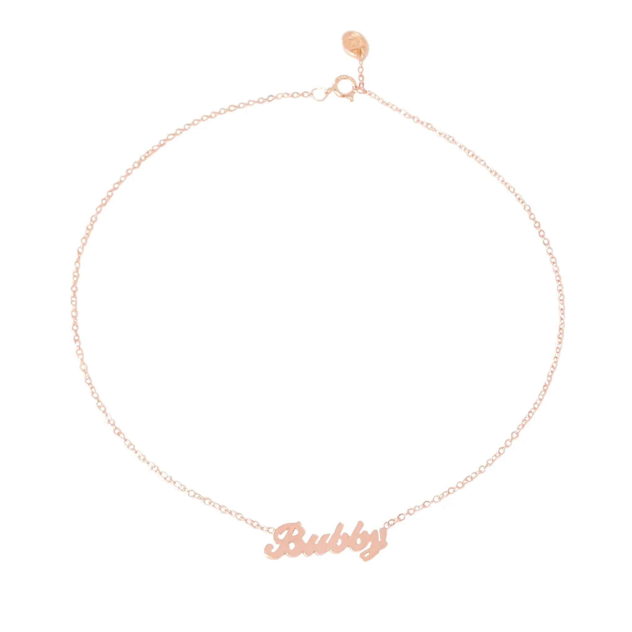 14K Gold Nameplate Charm Ankle Bracelet (Anklet) ~ Script Font