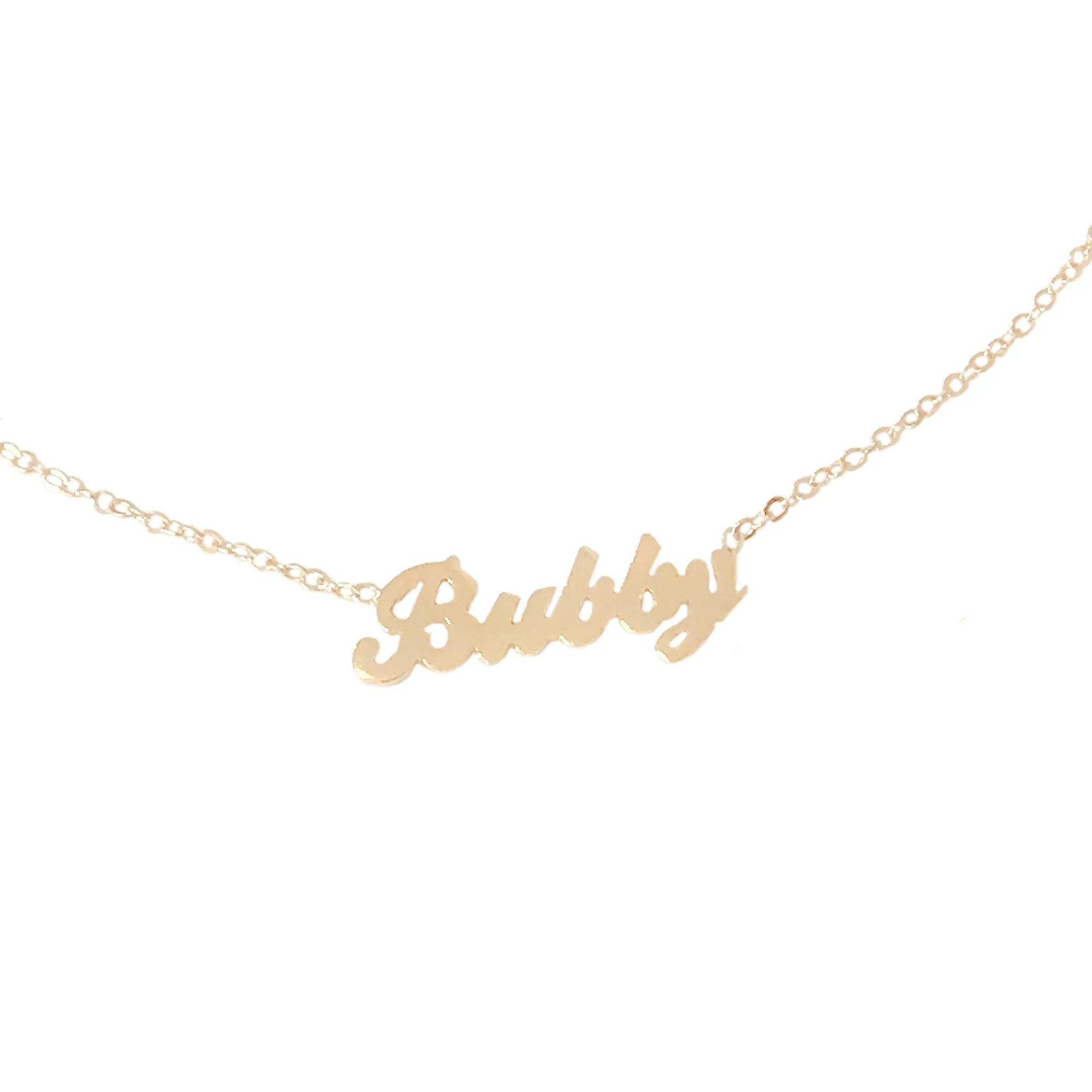 14K Gold Nameplate Charm Ankle Bracelet (Anklet) ~ Script Font