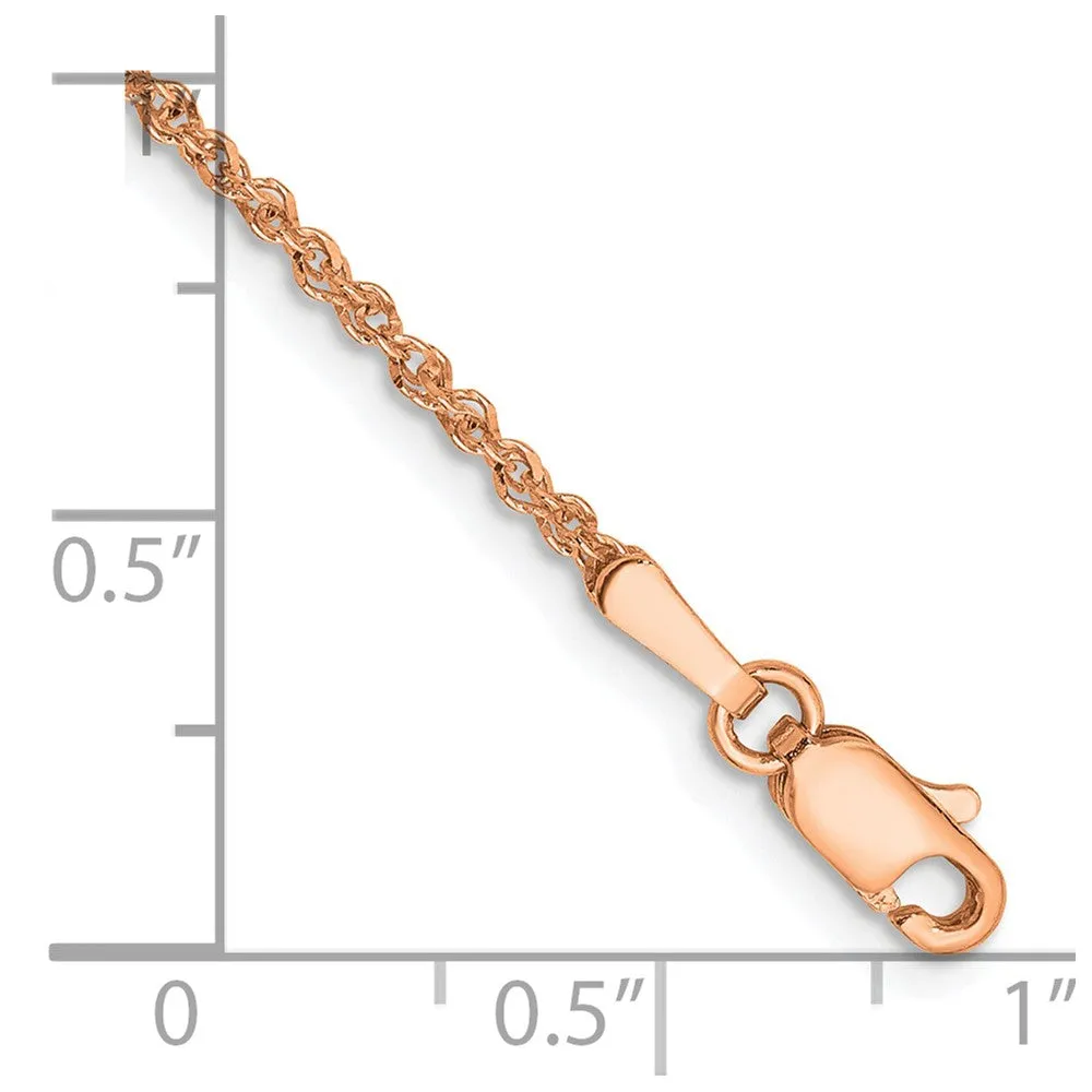14K Rose Gold 10 inch  1.7mm Ropa with Lobster Clasp Anklet