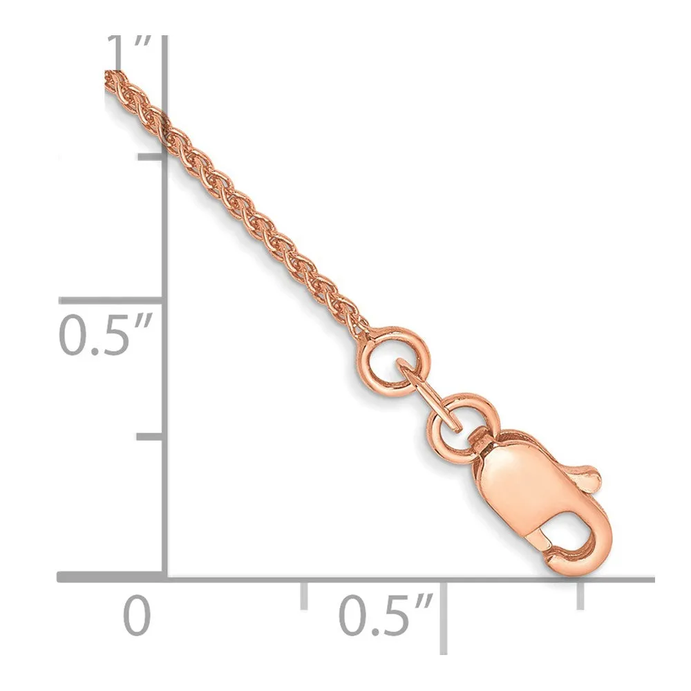 14K Rose Gold 9 inch 1mm Solid Polished Spiga with Lobster Clasp Anklet