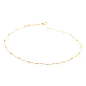 14k Satellite Bead Curb Chain Anklet