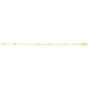 14K Tri-color Gold Diamond Cut Dangle Cross Anklet