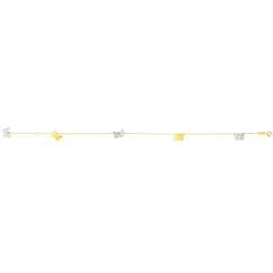 14K Two-tone Gold Butterfly Anklet