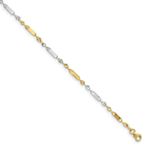 14K Two-tone Polished Twisted Link Anklet