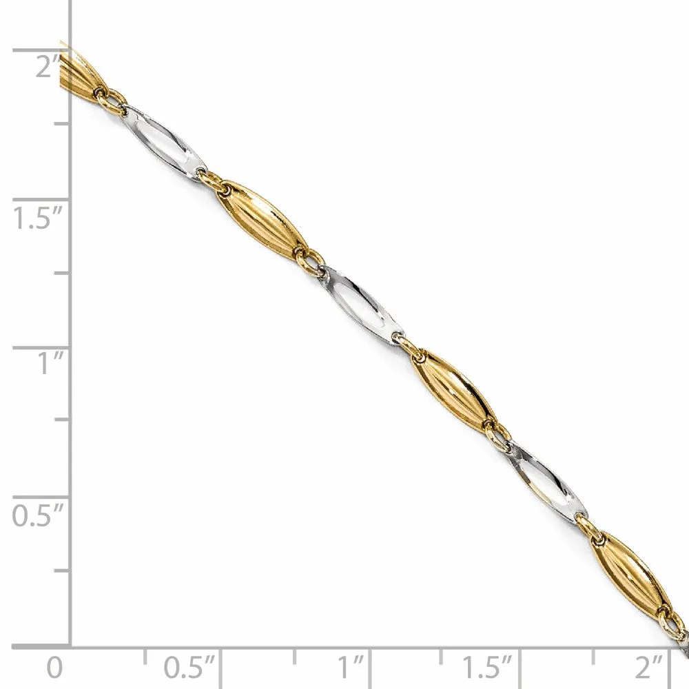 14K Two-tone Polished with 1in ext. Anklet