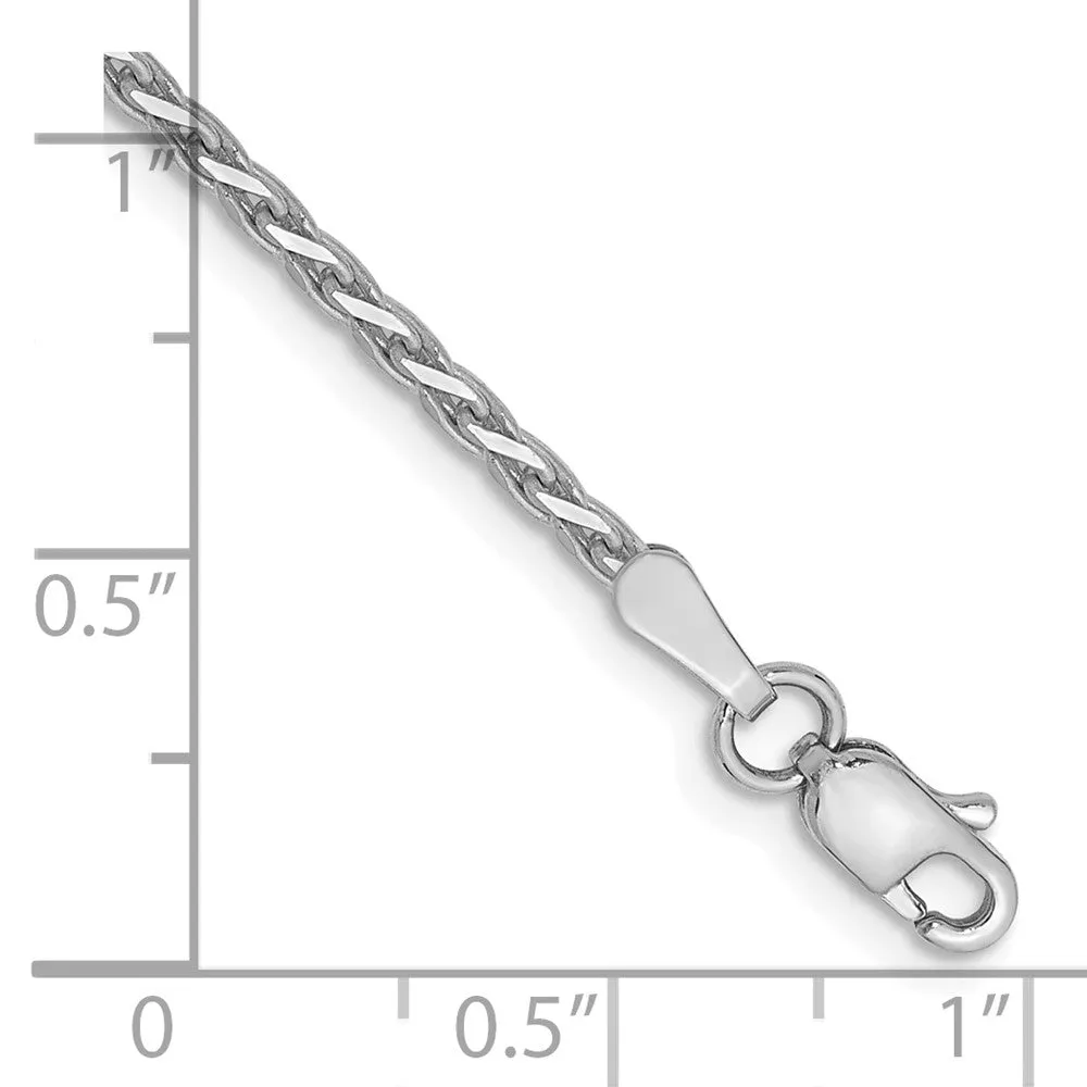 14K White Gold 10 inch 1.9mm Diamond-cut Parisian Wheat with Lobster Clasp Anklet