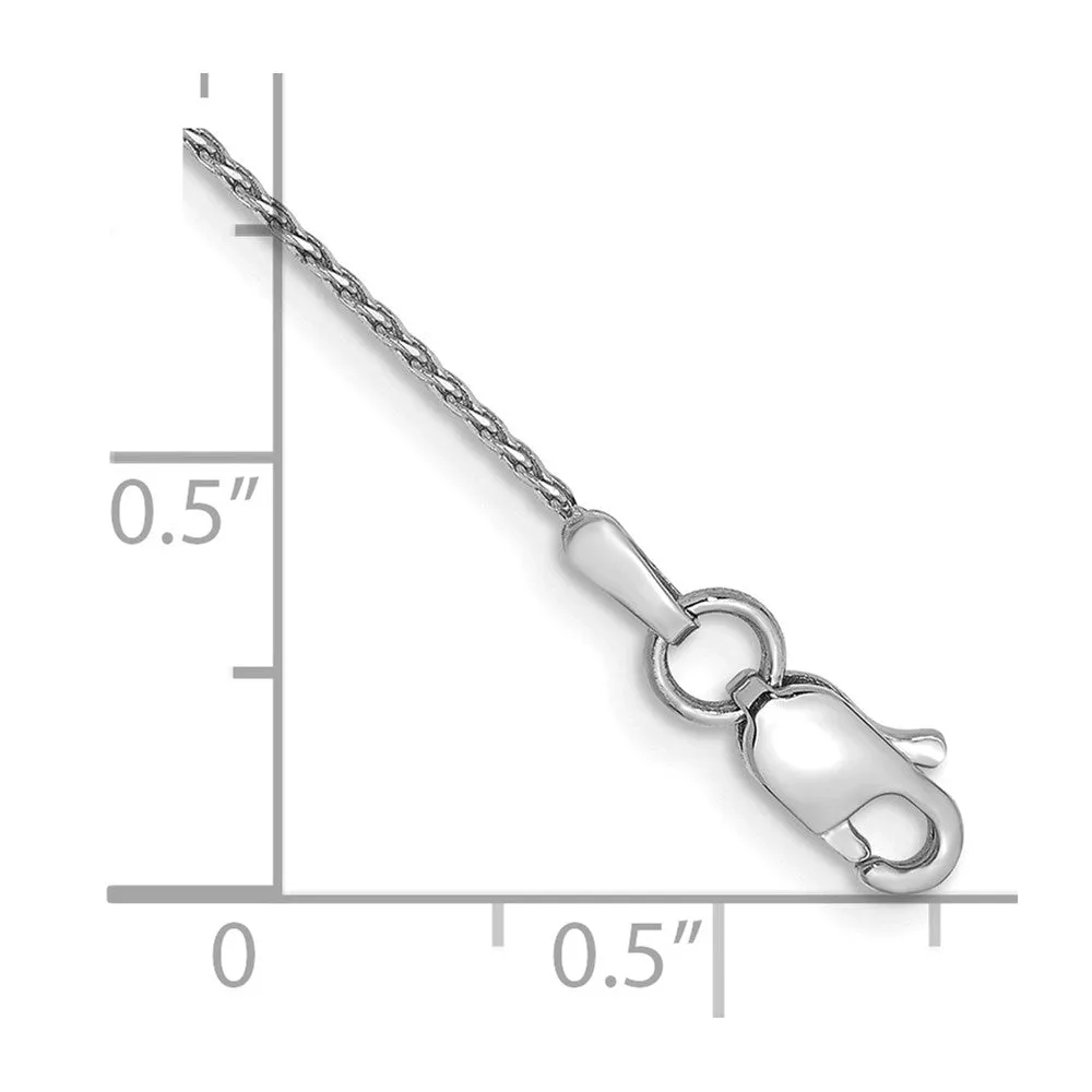 14K White Gold 10 inch .8mm Diamond-cut Parisian Wheat with Lobster Clasp Anklet