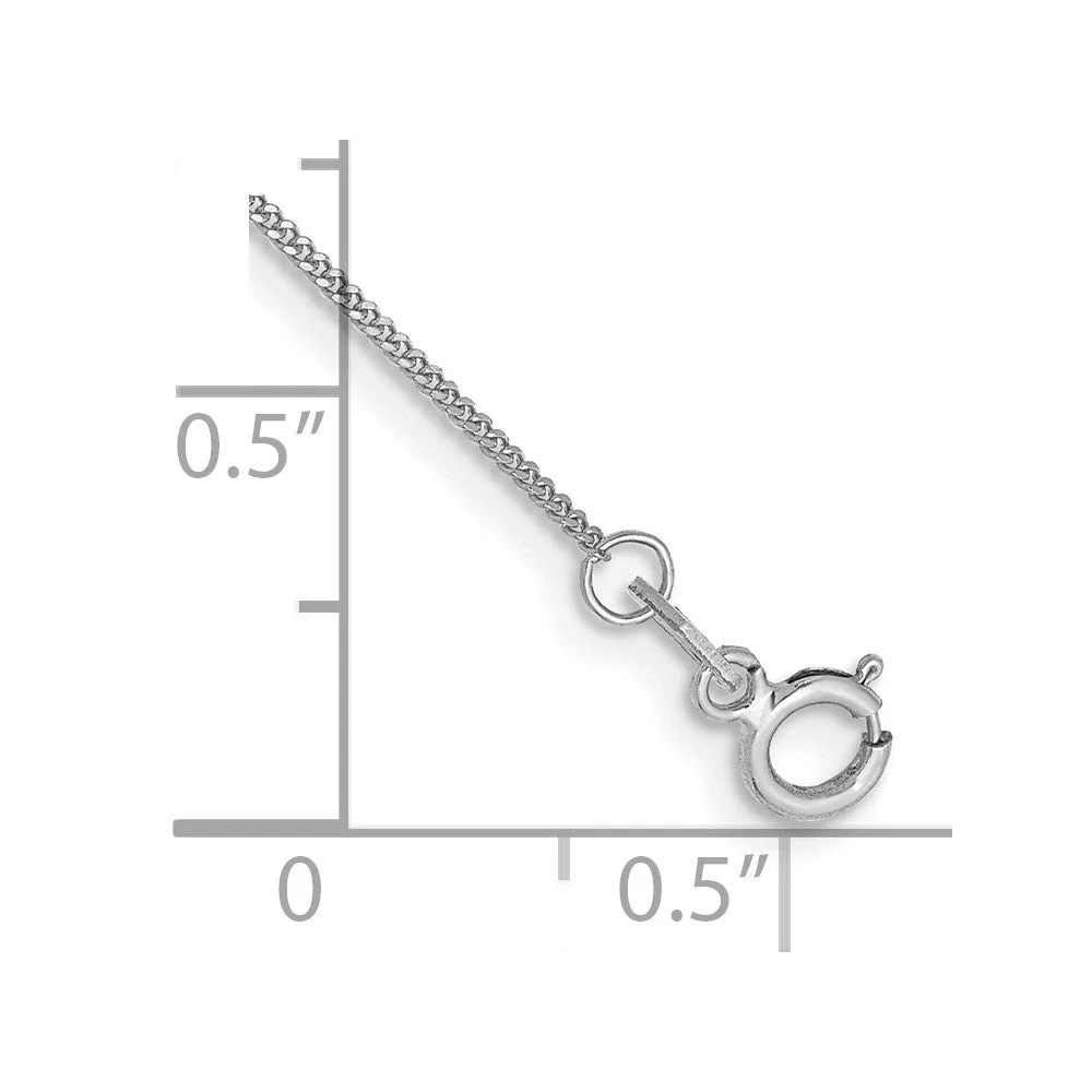 14K White Gold 10 inch .9mm Curb  with Spring Ring Clasp Anklet