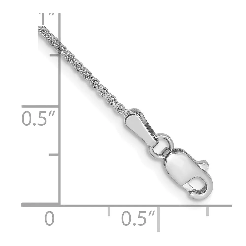 14K White Gold 9 inch 1.25mm Diamond-cut Spiga with Lobster Clasp Anklet