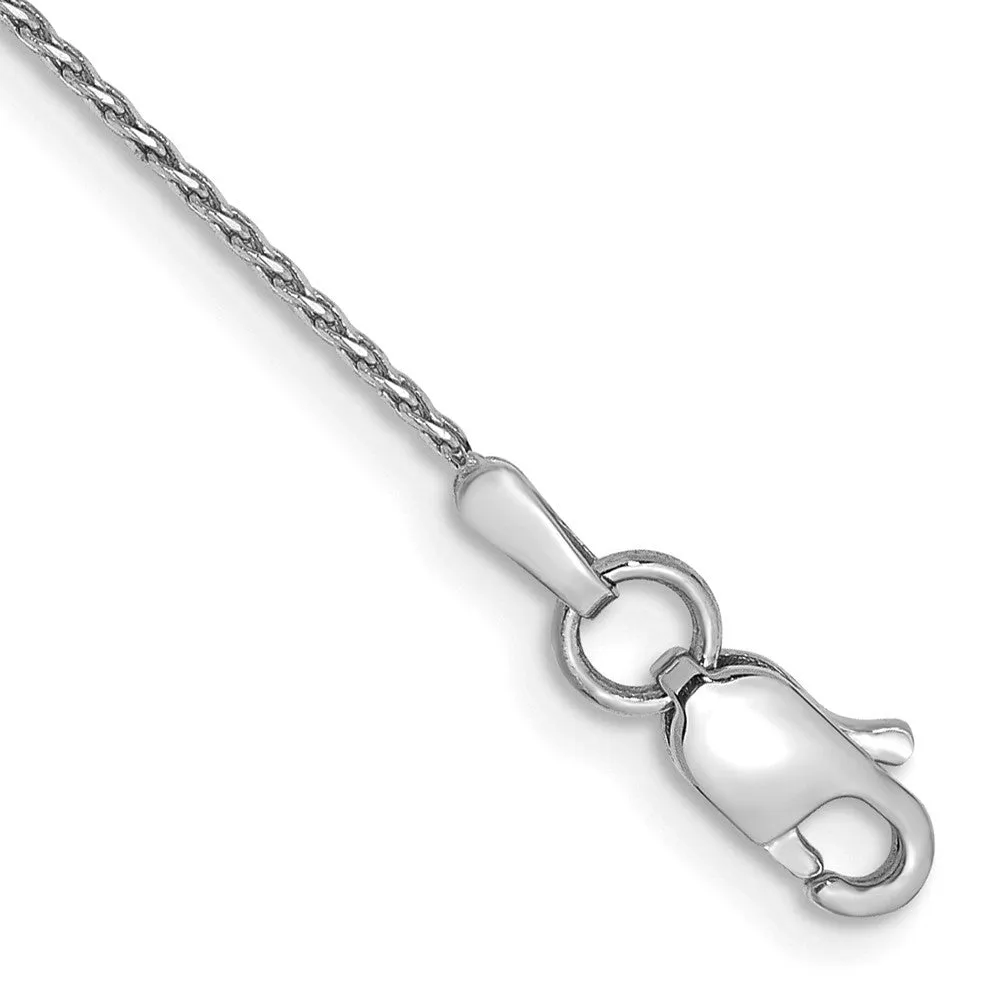 14K White Gold 9 inch .8mm Diamond-cut Parisian Wheat with Lobster Clasp Anklet