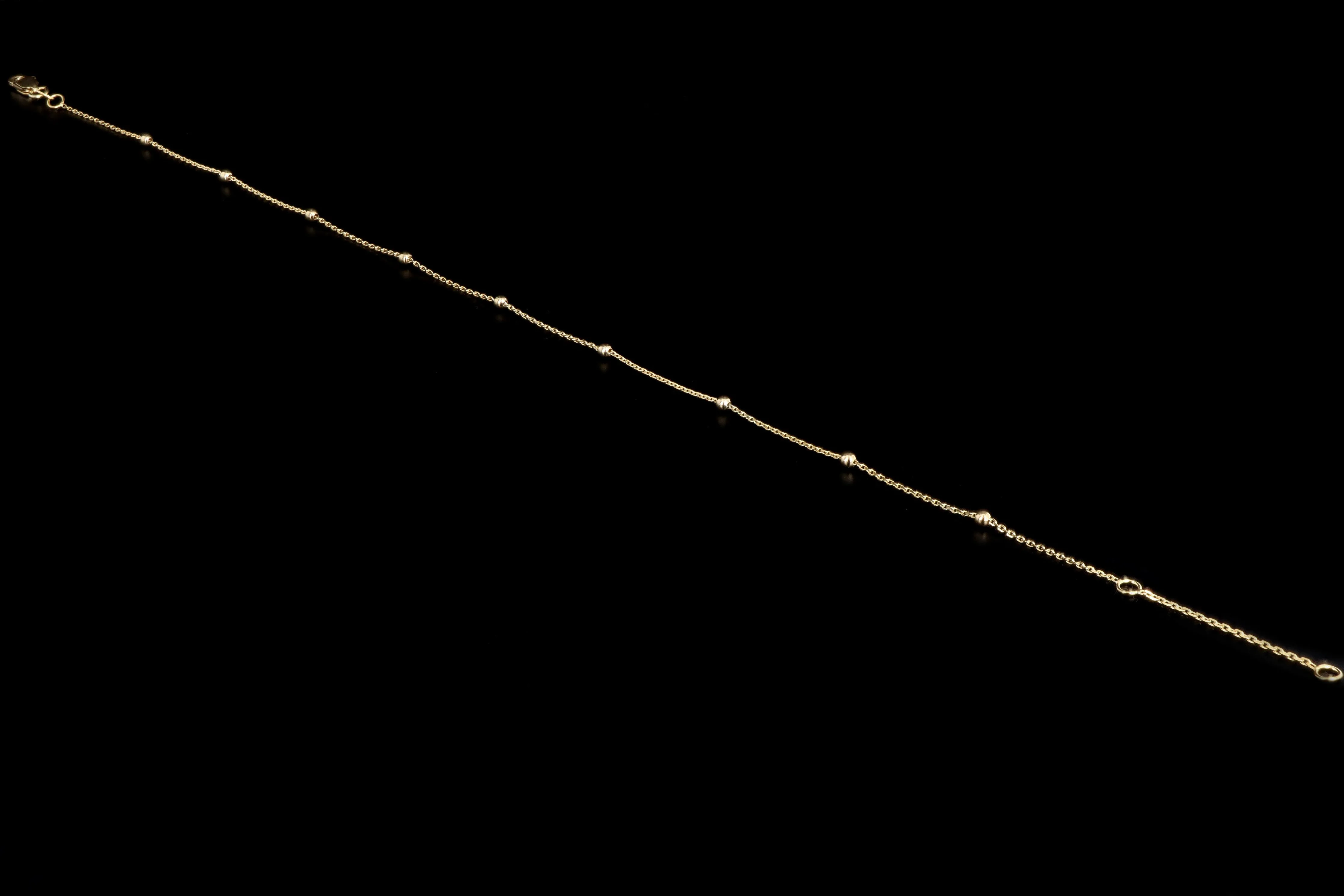 14K Yellow Gold Bead Station Anklet