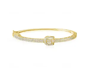 14KT Gold Diamond Buckle Bangle Bracelet