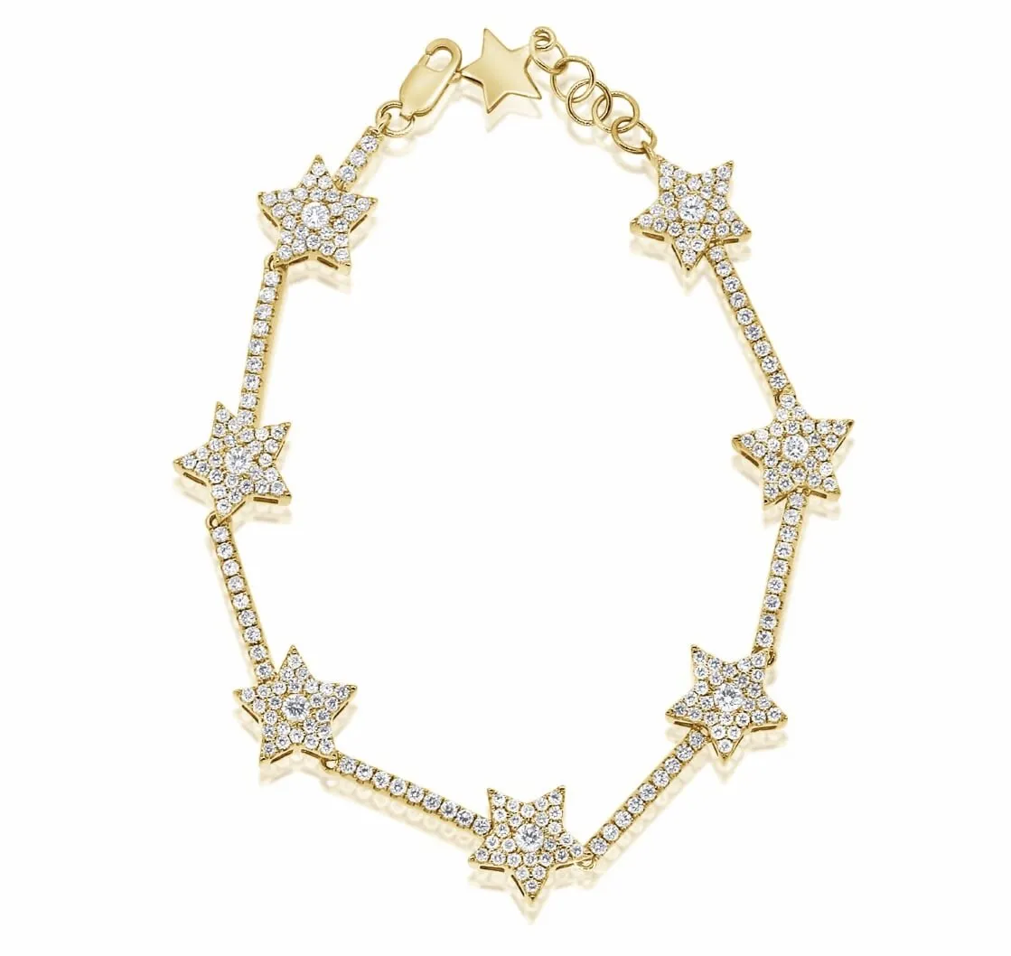 14KT Gold Diamond Luxe Star Tennis Bracelet