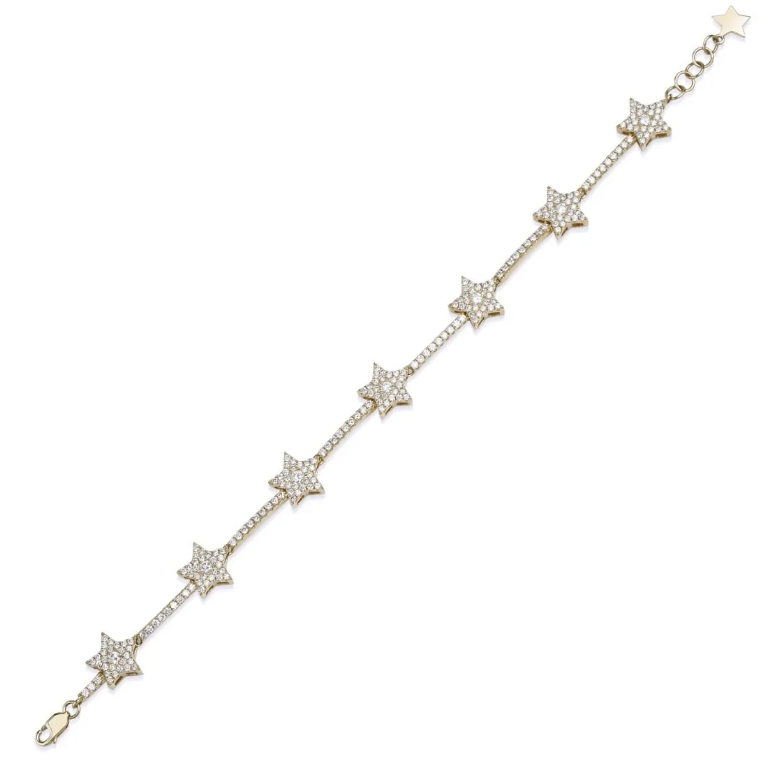 14KT Gold Diamond Luxe Star Tennis Bracelet