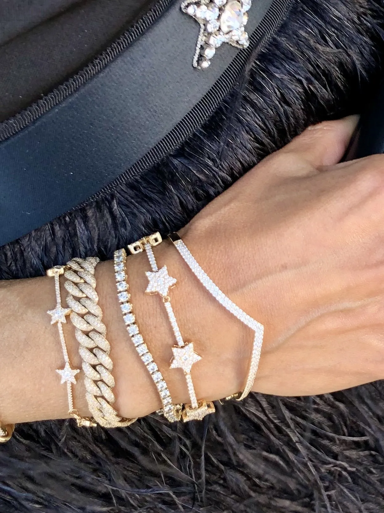 14KT Gold Diamond Luxe Star Tennis Bracelet