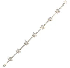 14KT Gold Diamond Luxe Star Tennis Bracelet