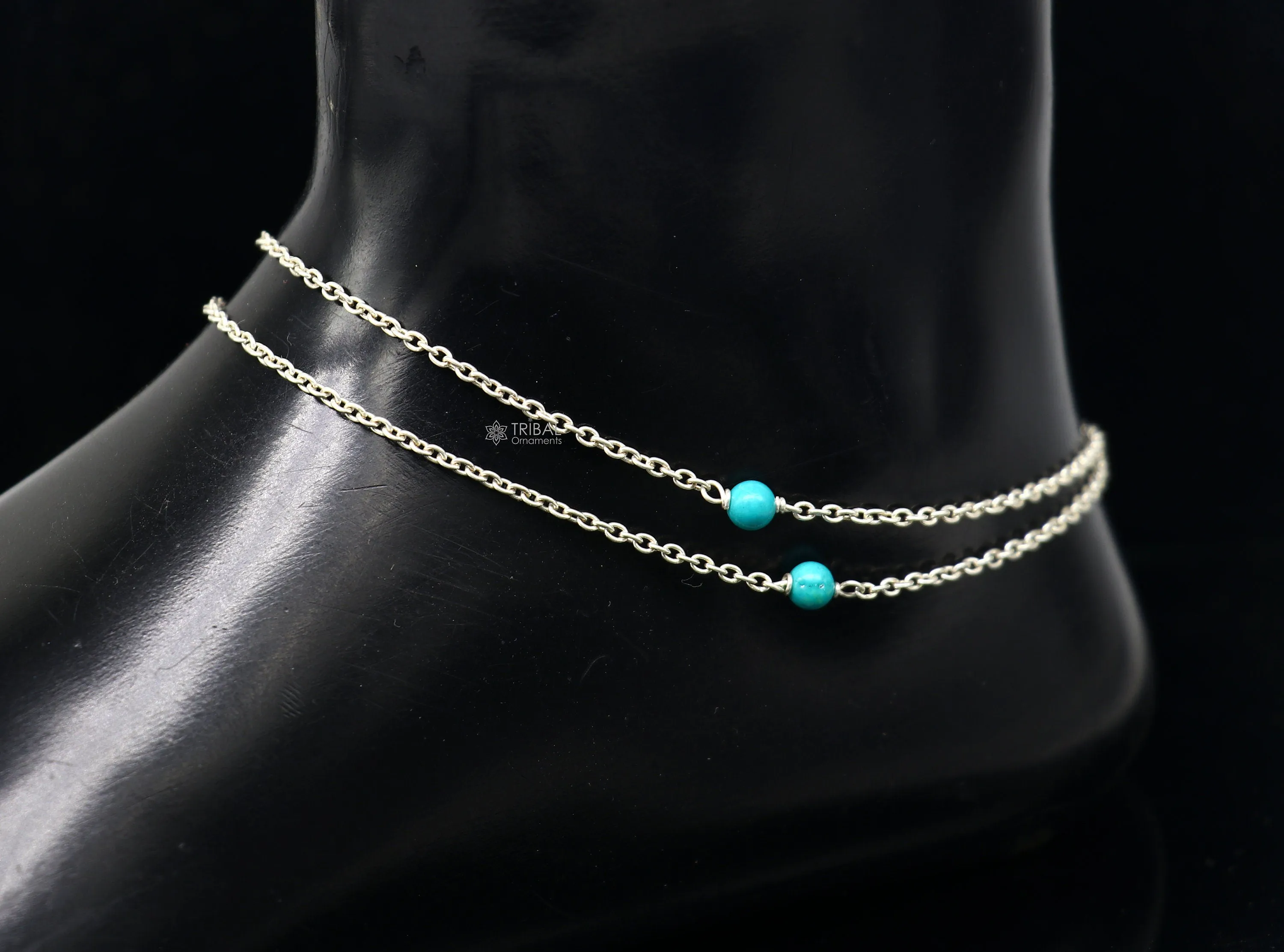 1.5mm 8"to 12" 925 sterling silver chain Single turquoise stone anklet bracelet amazing light weight delicate anklets silver jewelry ank582