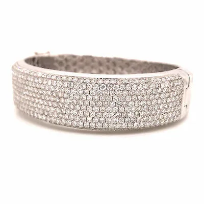 18K Diamond Pave Bangle White Gold