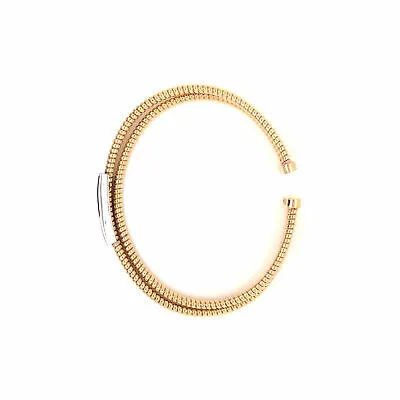 18K Diamond Pave Station Flexible Open Back Bangle Bracelet Two-Tone Gold