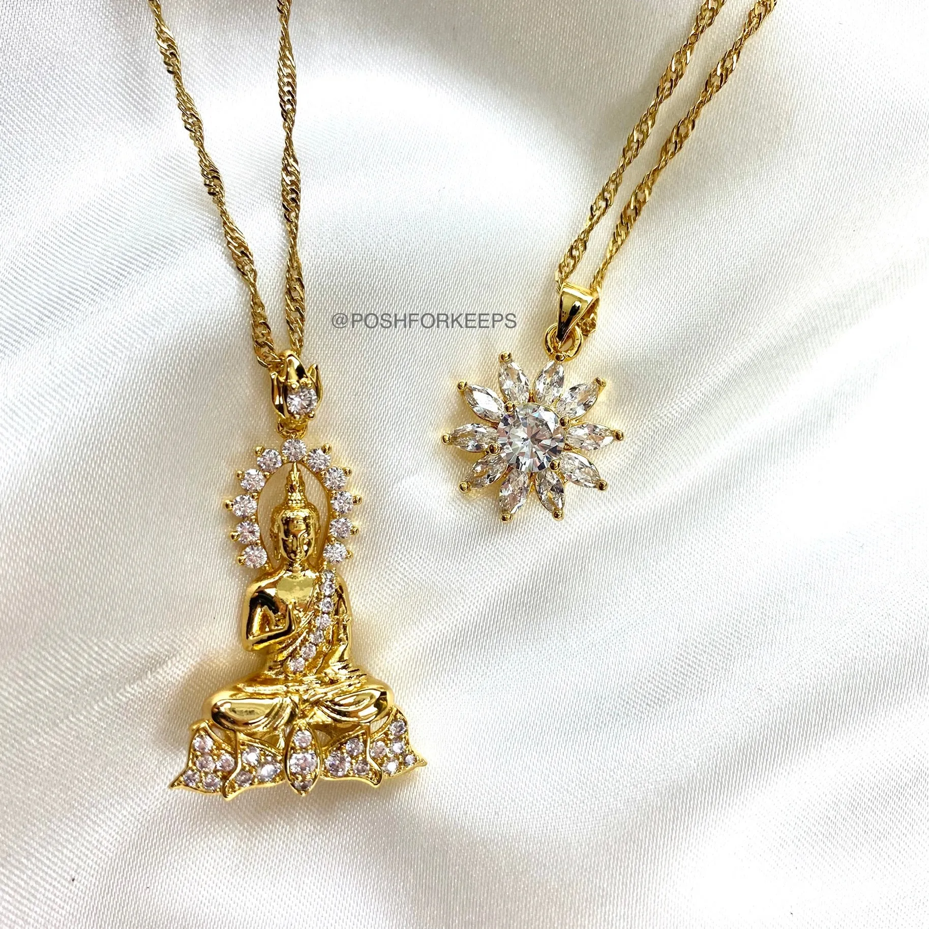 18K GOLD CRYSTAL BUDDHA NECKLACE