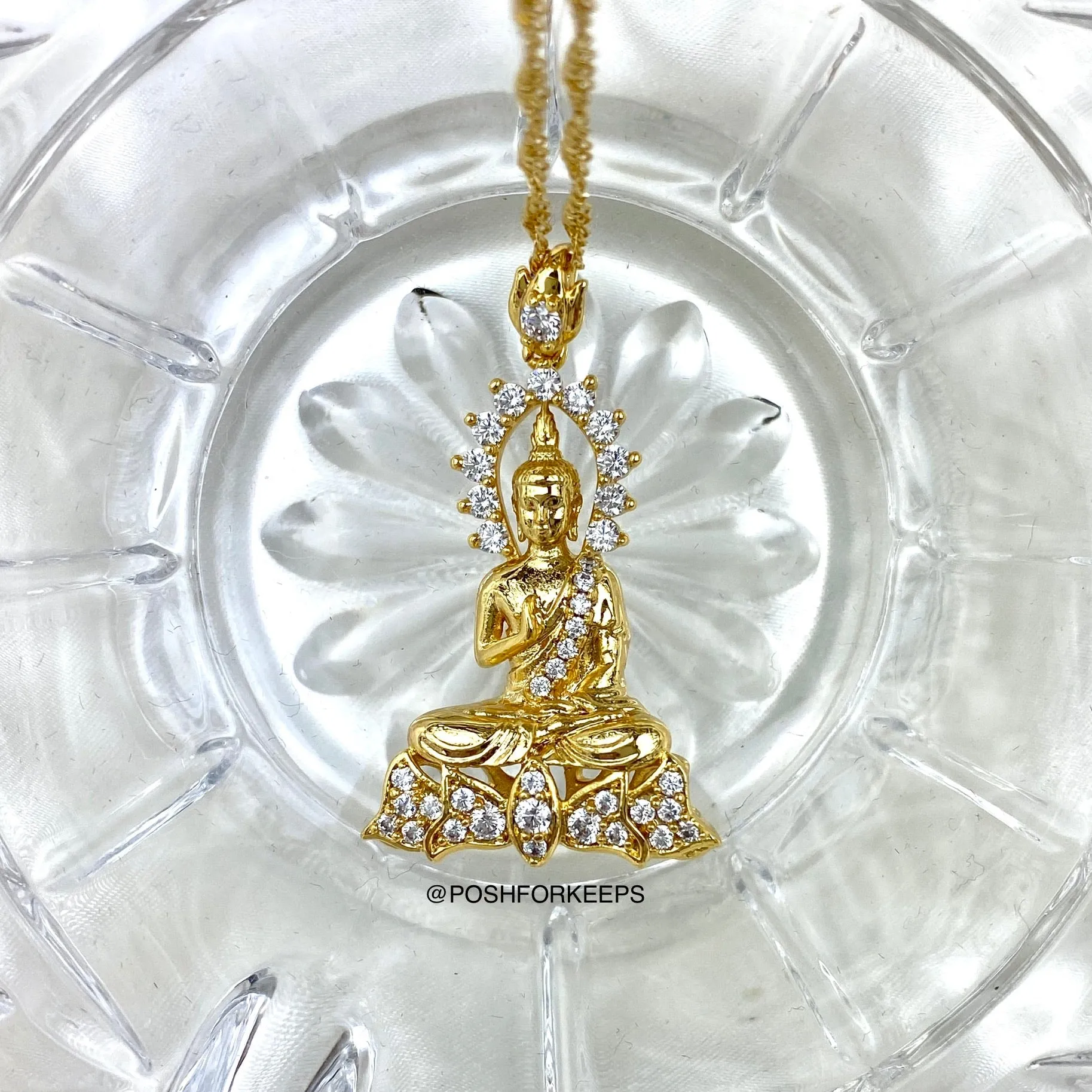 18K GOLD CRYSTAL BUDDHA NECKLACE