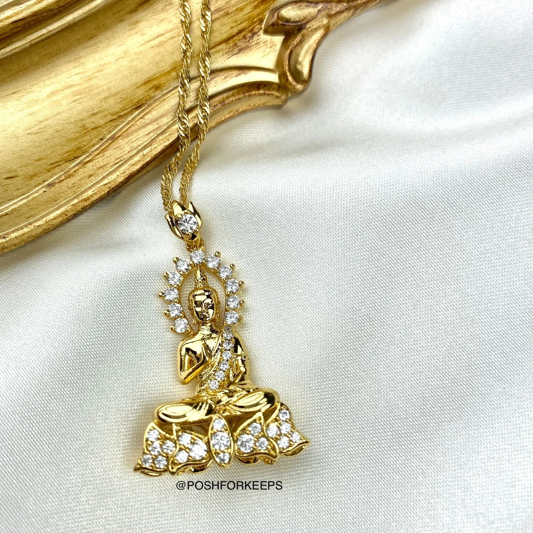 18K GOLD CRYSTAL BUDDHA NECKLACE